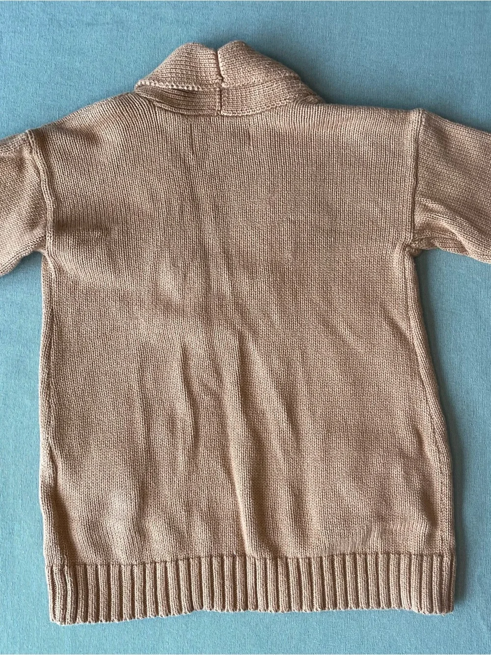 Upcycled Kids Lightweight Open Cardigan Sweater with Hand-Stitched Pumpkin